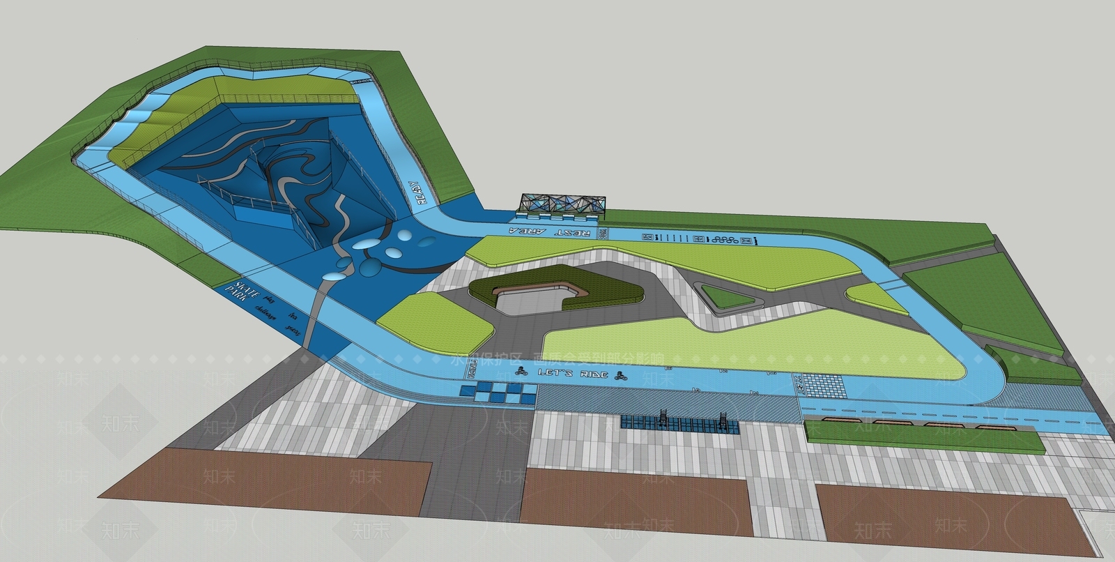 现代儿童滑板乐园SU模型下载【ID:976261891】