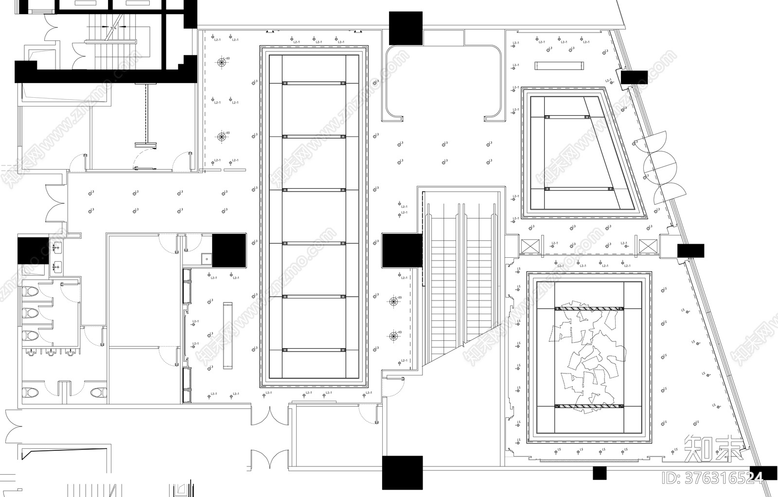 现代轻奢售楼处cad施工图下载【ID:376316524】