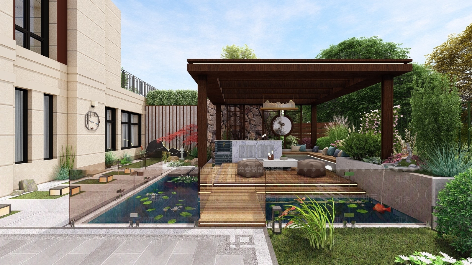 新中式住宅景观SU模型下载【ID:576364427】