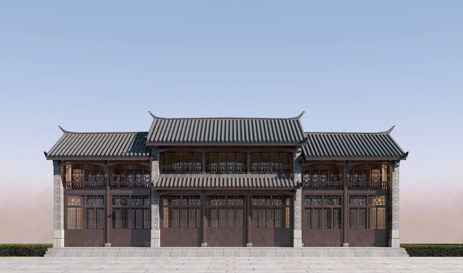 中式古建筑外观3D模型下载【ID:276391897】