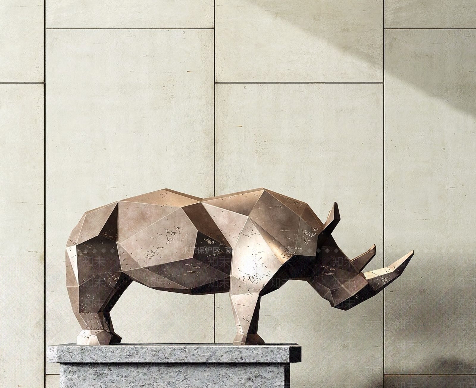 现代犀牛雕塑3D模型下载【ID:376890896】