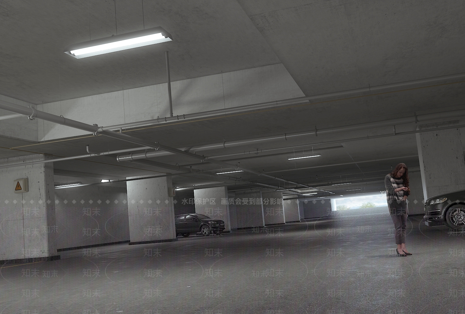现代地下车库3D模型下载【ID:276993655】