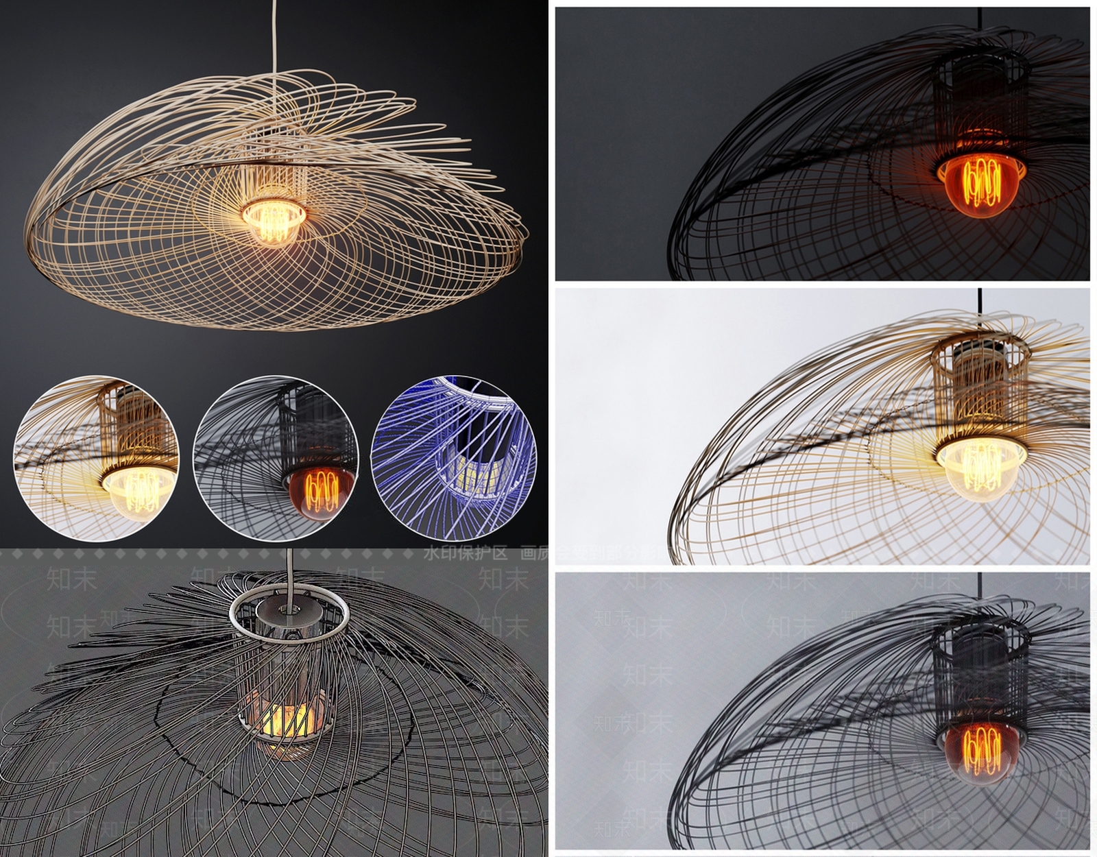 工业风LOFT异形吊灯3D模型下载【ID:577013829】