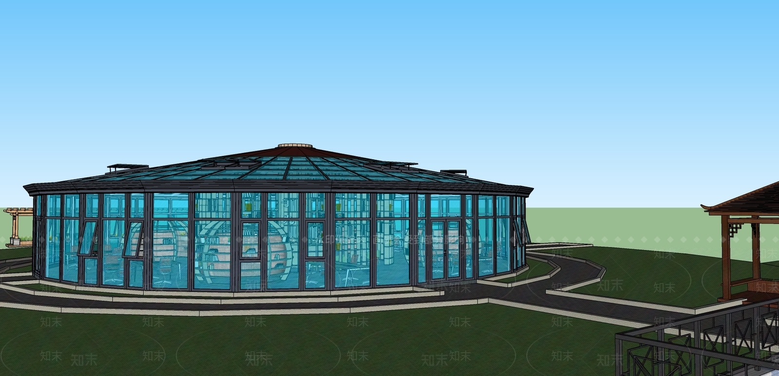 现代公共空间SU模型下载【ID:877036510】