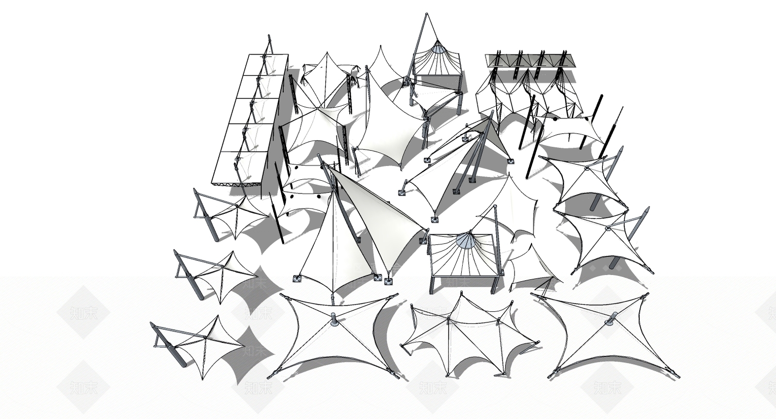 现代遮阳棚SU模型下载【ID:977041923】