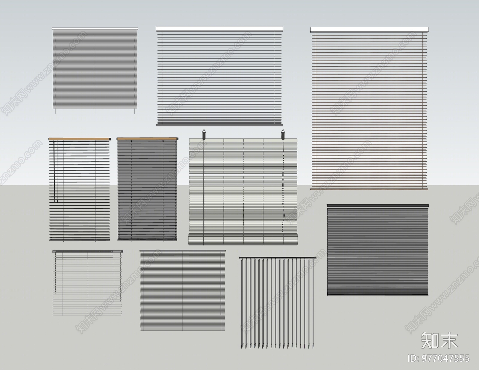现代风格百叶帘SU模型下载【ID:977047555】