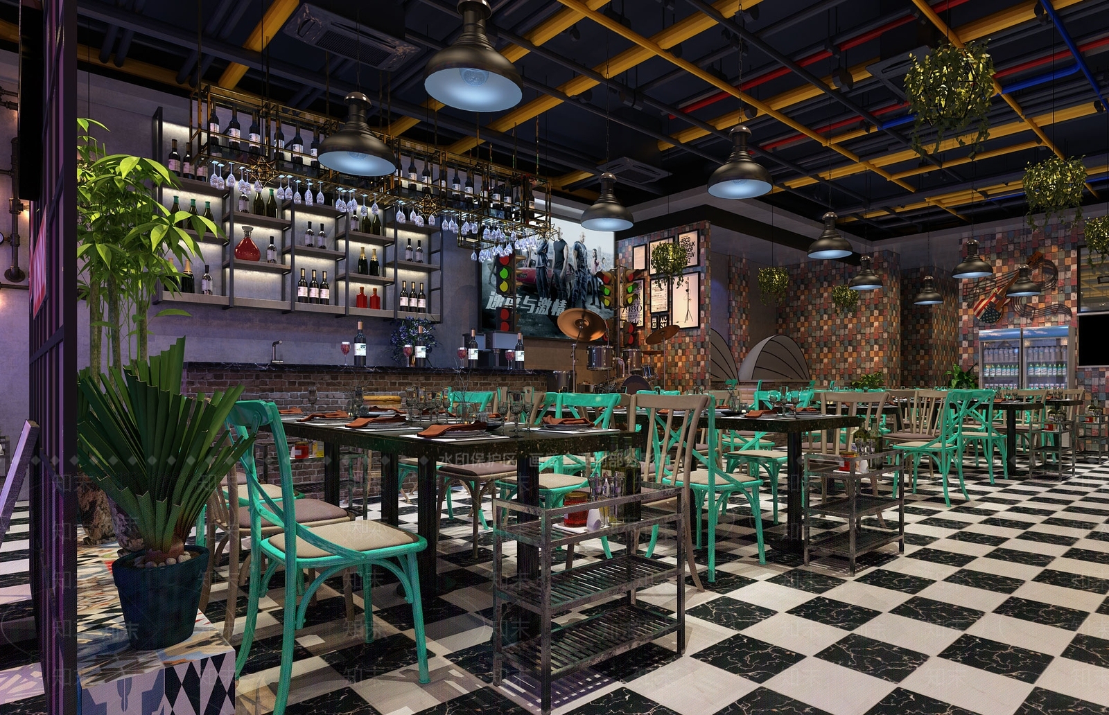 工业风烤肉店3D模型下载【ID:477057406】