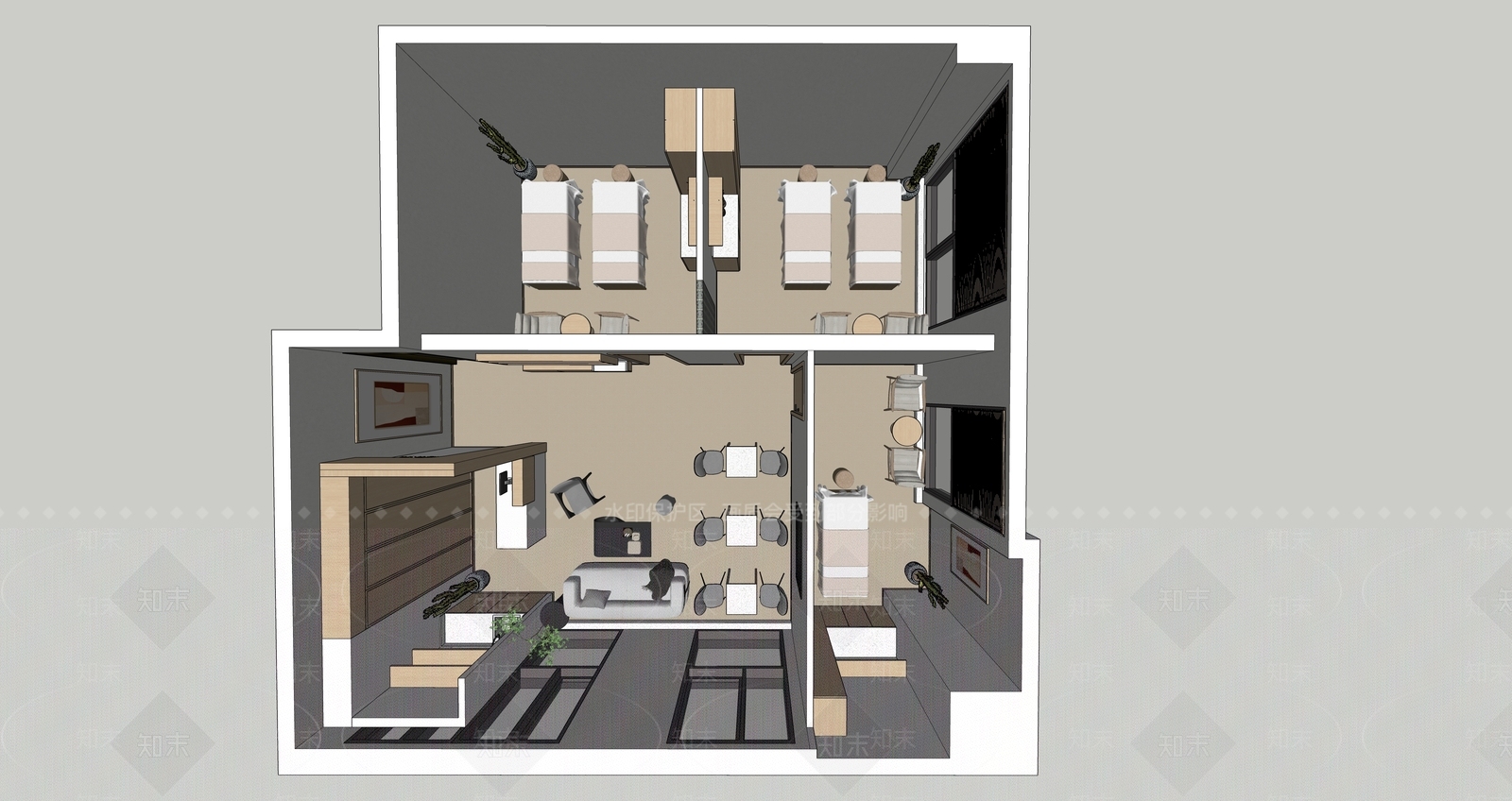 北欧SPA会所SU模型下载【ID:777091637】