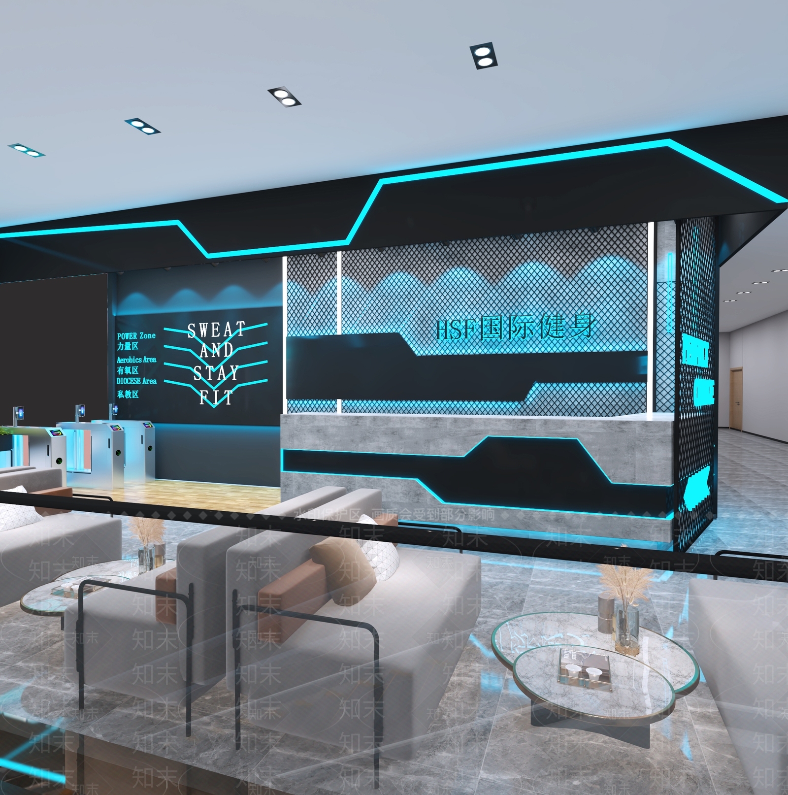 现代健身房前台3D模型下载【ID:377128751】