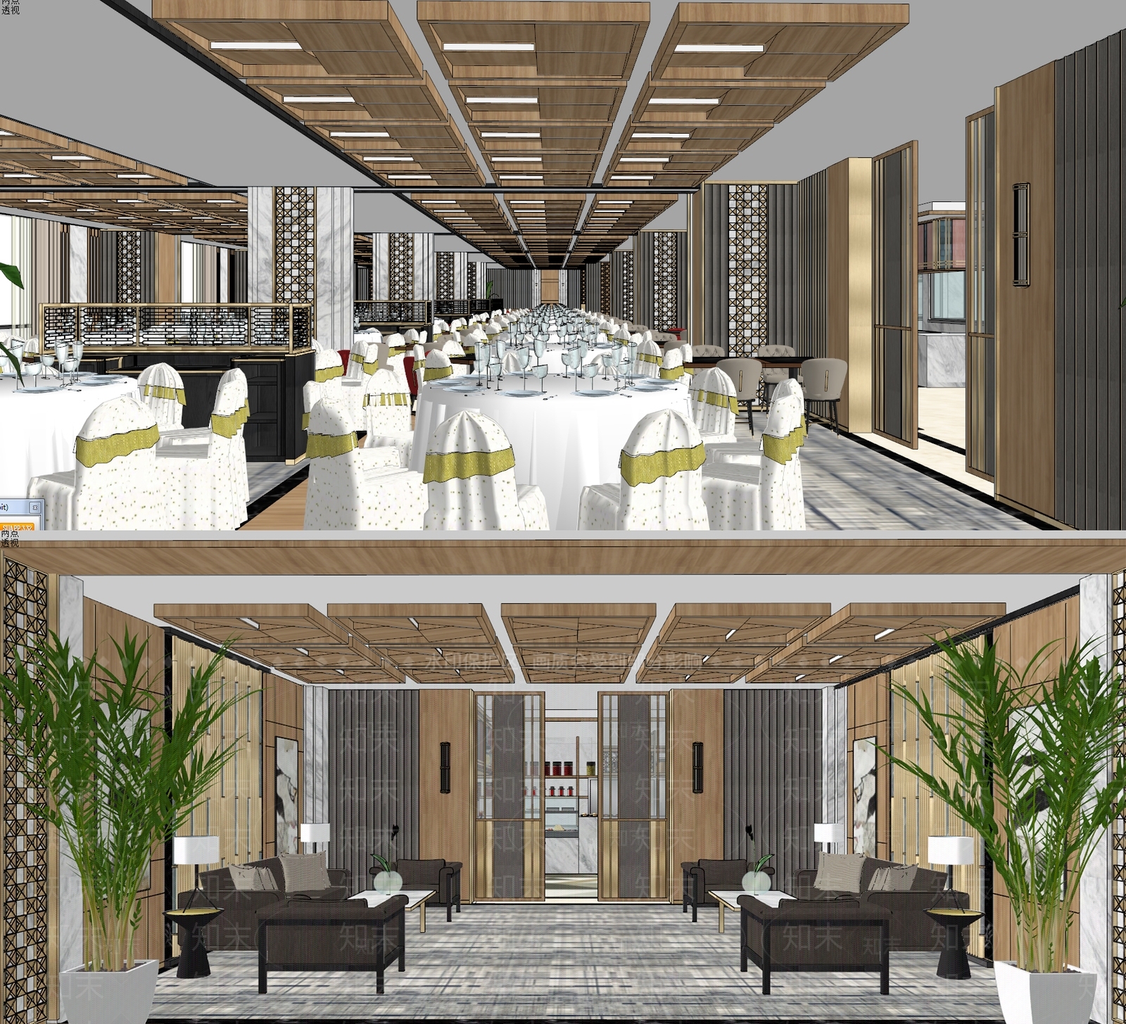 现代餐厅SU模型下载【ID:977170072】