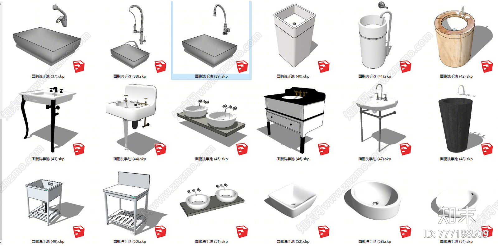 现代洗面盆SU模型下载【ID:777188509】
