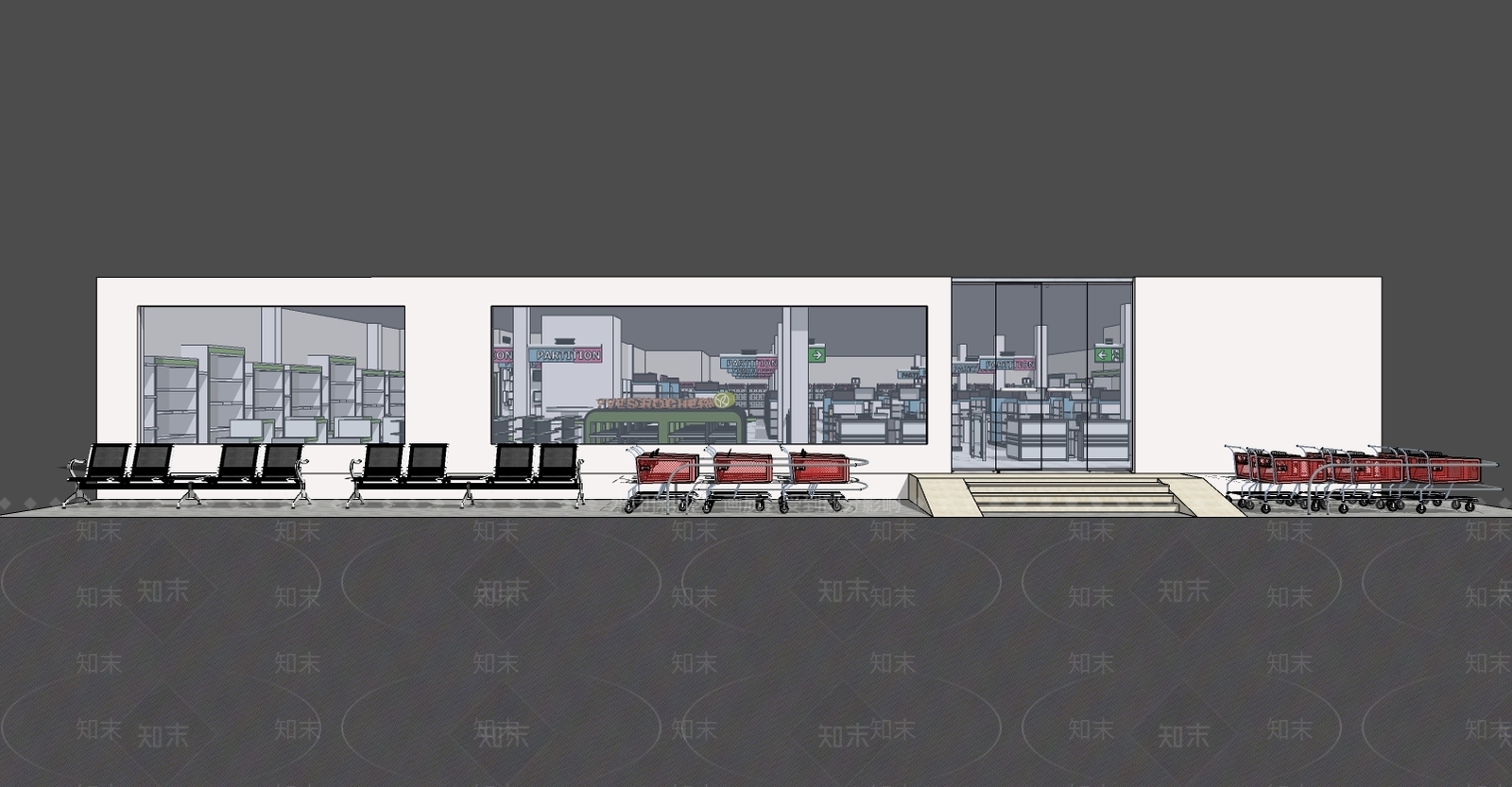 现代超市SU模型下载【ID:877202375】