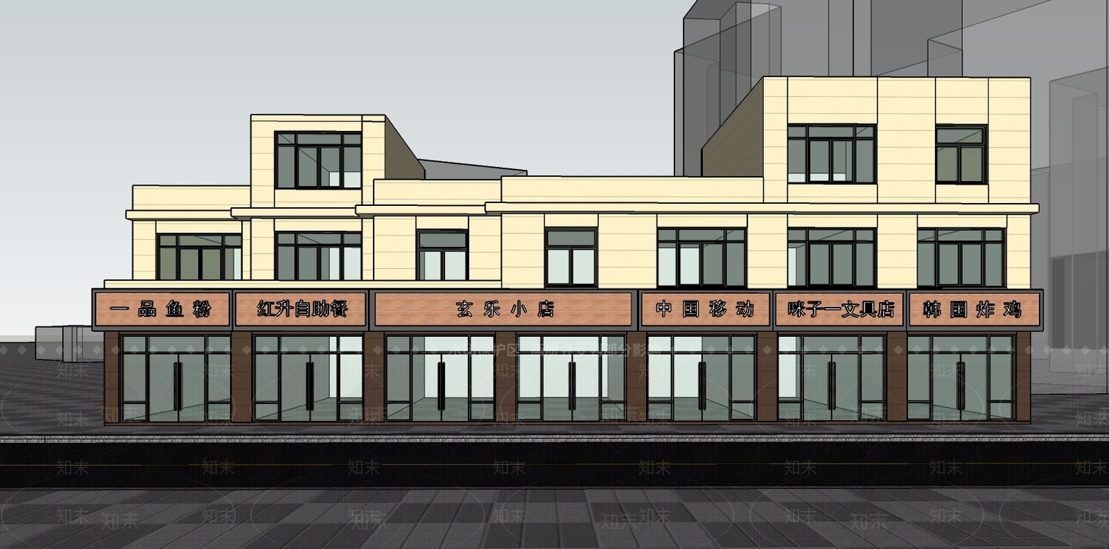 现代商业街SU模型下载【ID:377227934】