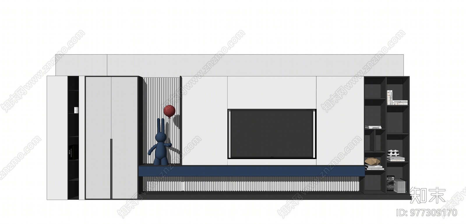 现代电视墙SU模型下载【ID:977309170】