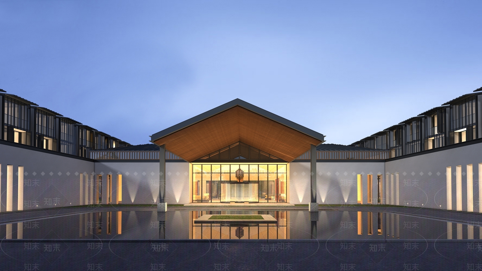 新中式酒店入口3D模型下载【ID:977511035】