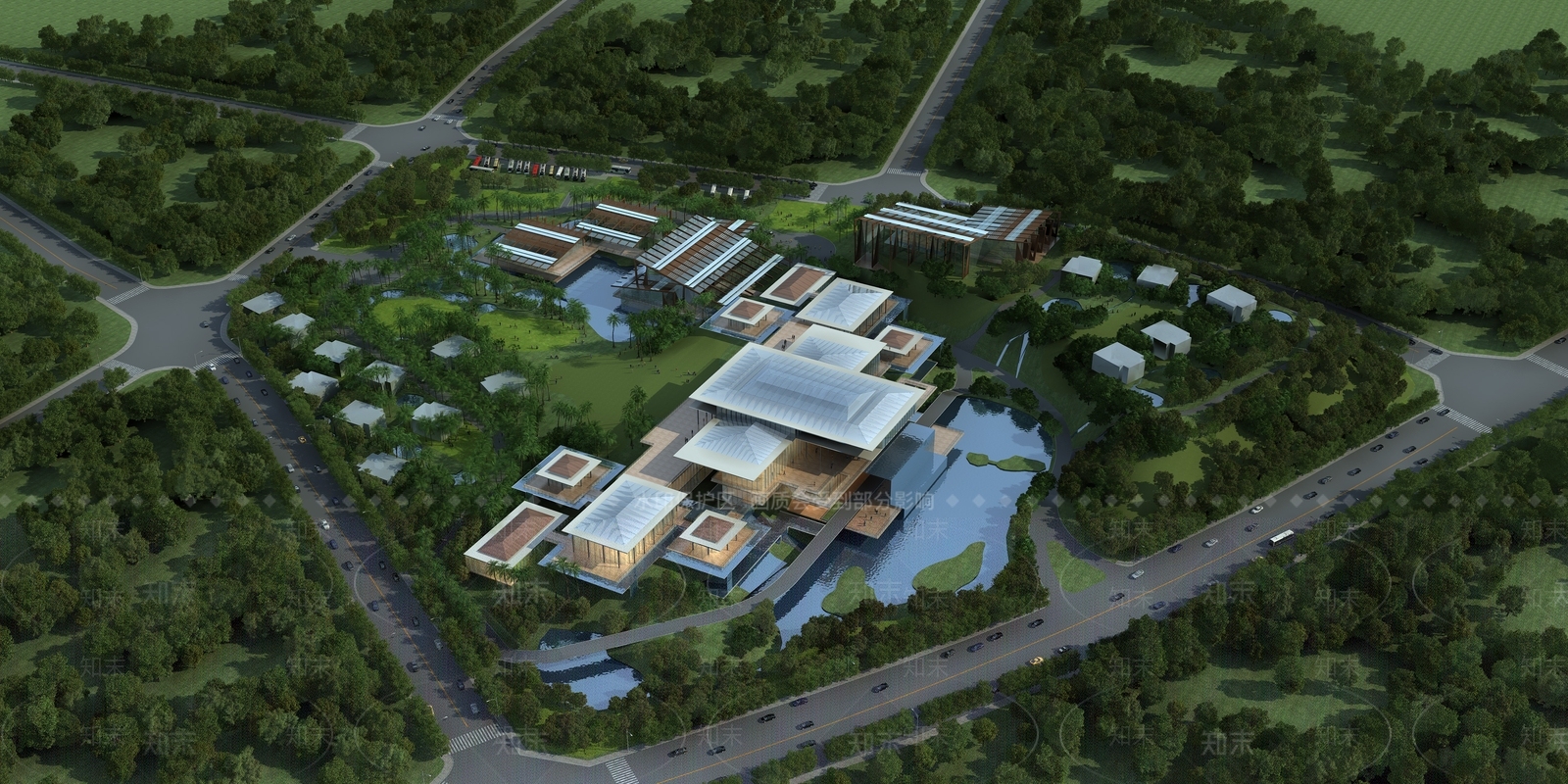 现代温泉酒店外观3D模型下载【ID:977511046】