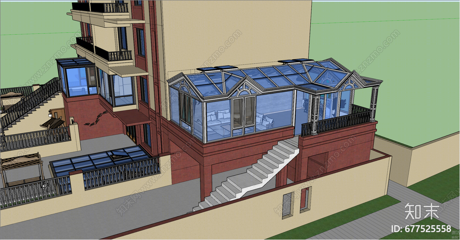 北欧家居阳台SU模型下载【ID:677525558】