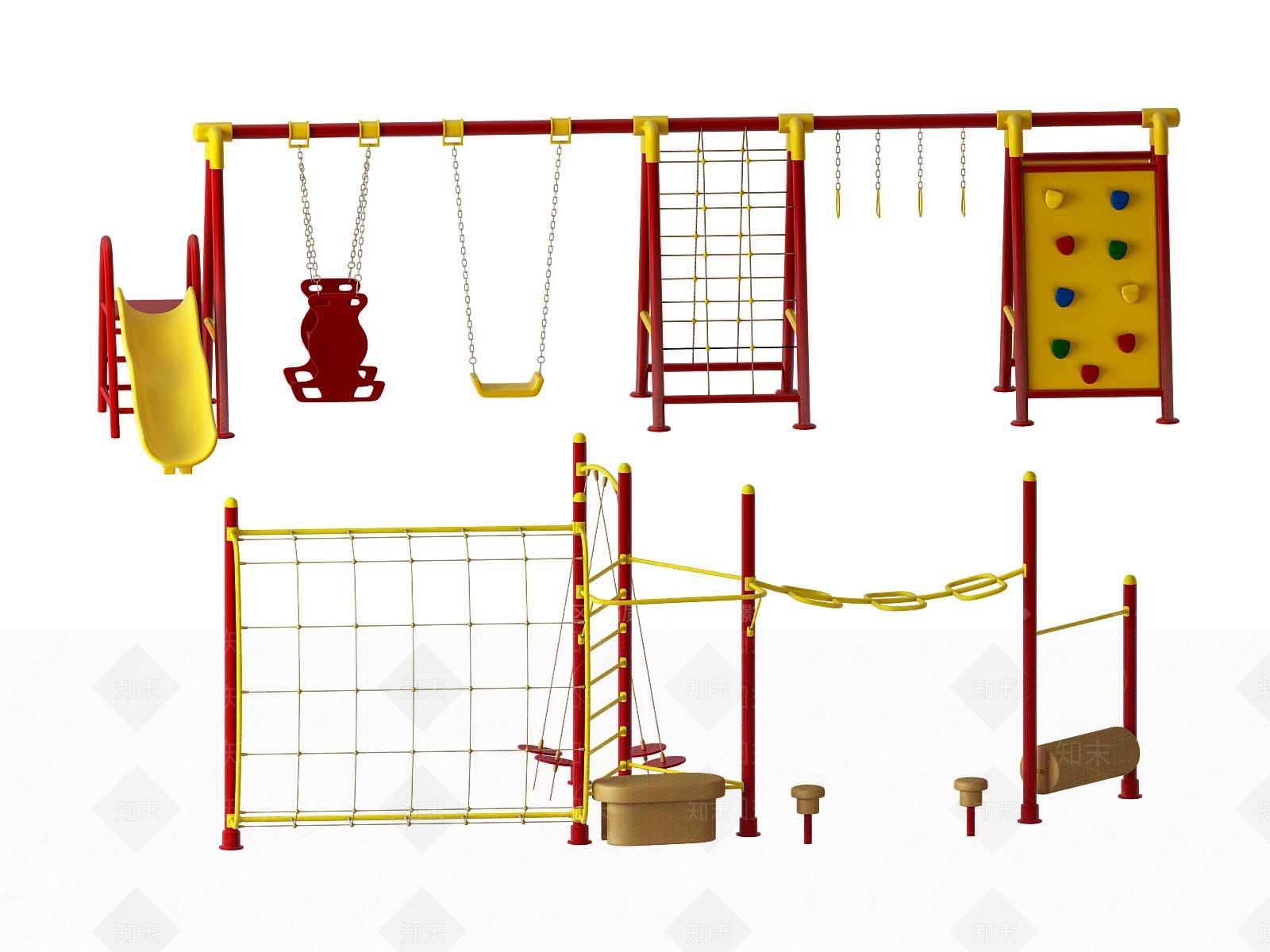 现代儿童游乐设施3D模型下载【ID:877537668】