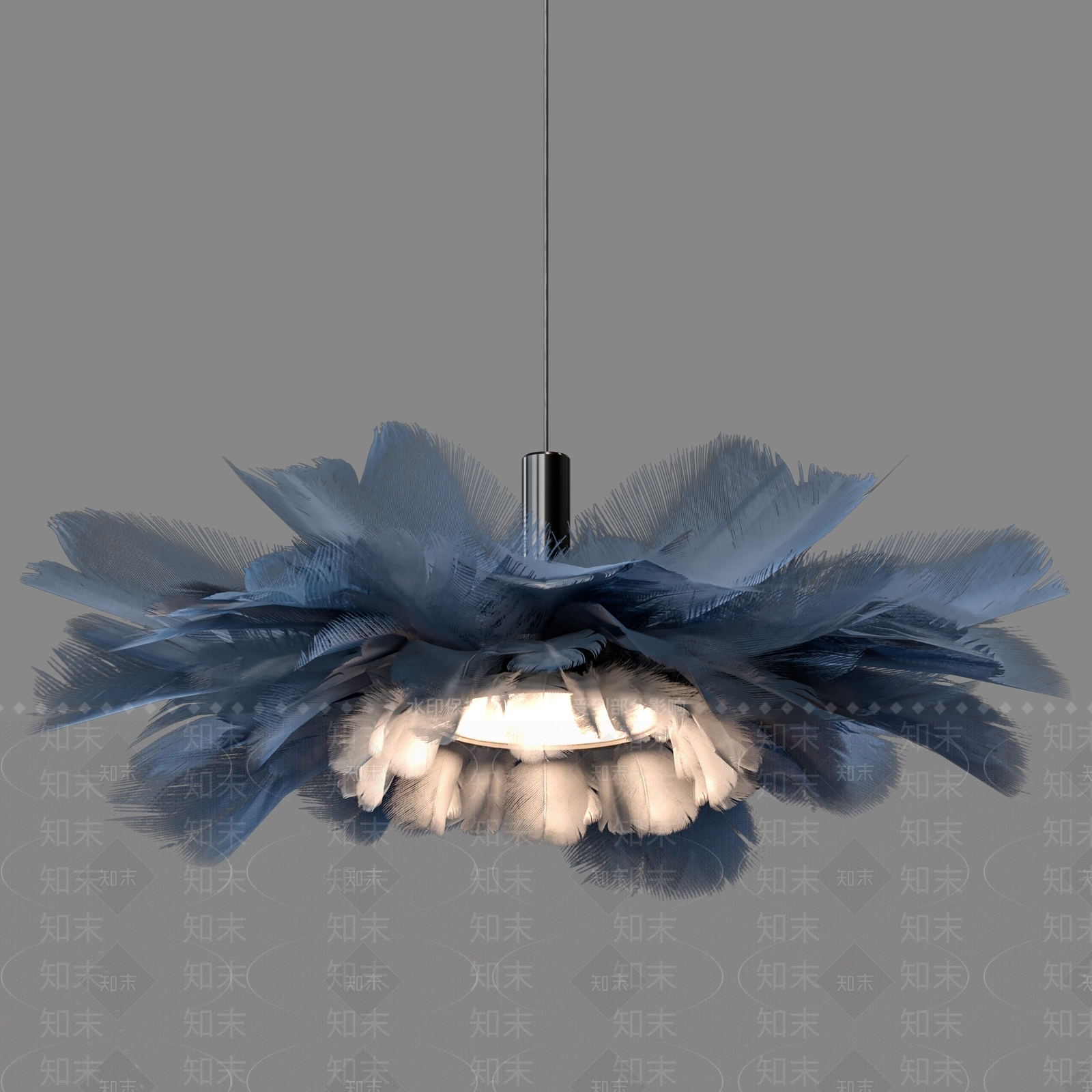 现代羽毛吊灯3D模型下载【ID:577835886】
