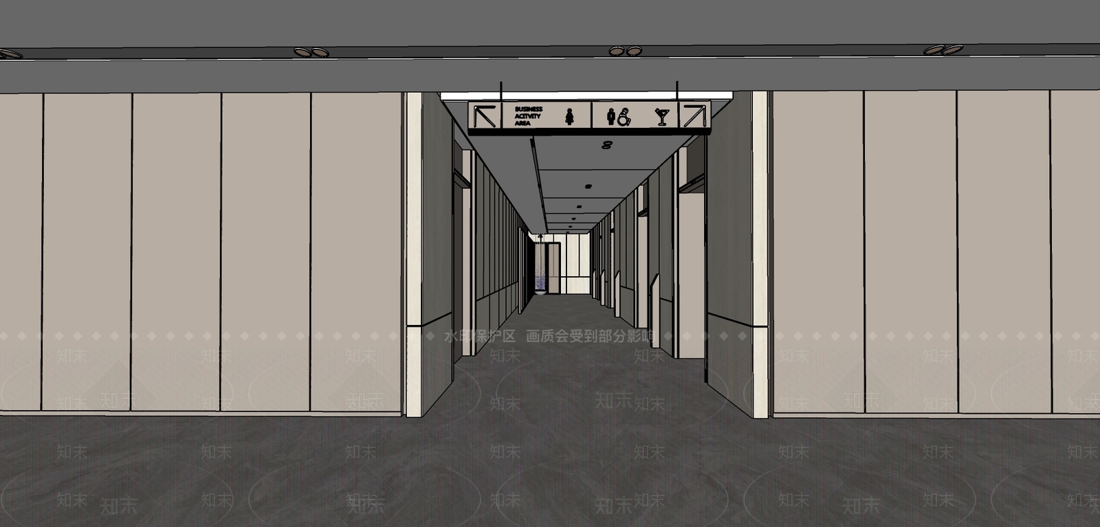 现代风格酒店玄关过道SU模型下载【ID:977863486】