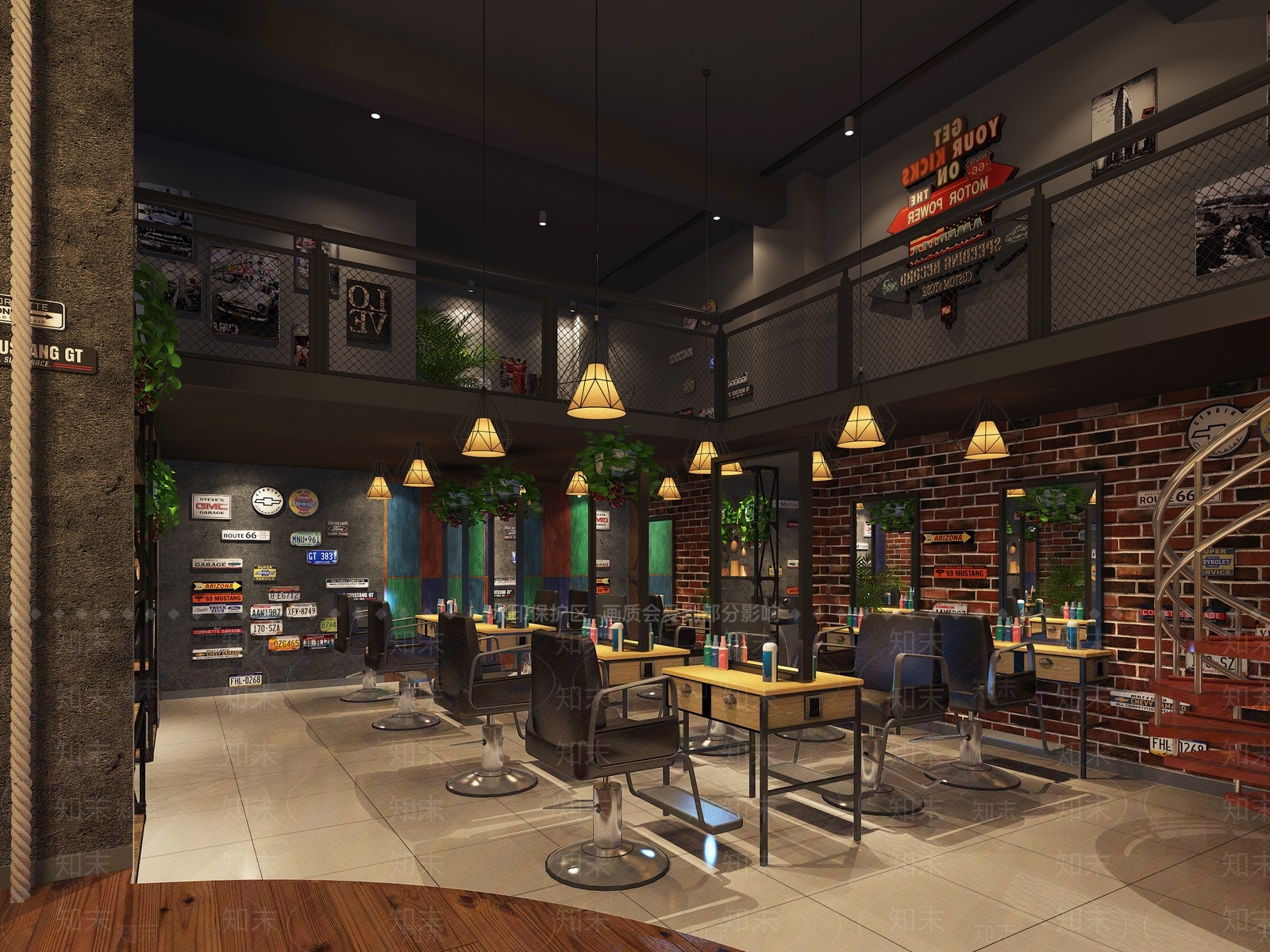 工业风理发店3D模型下载【ID:977871516】