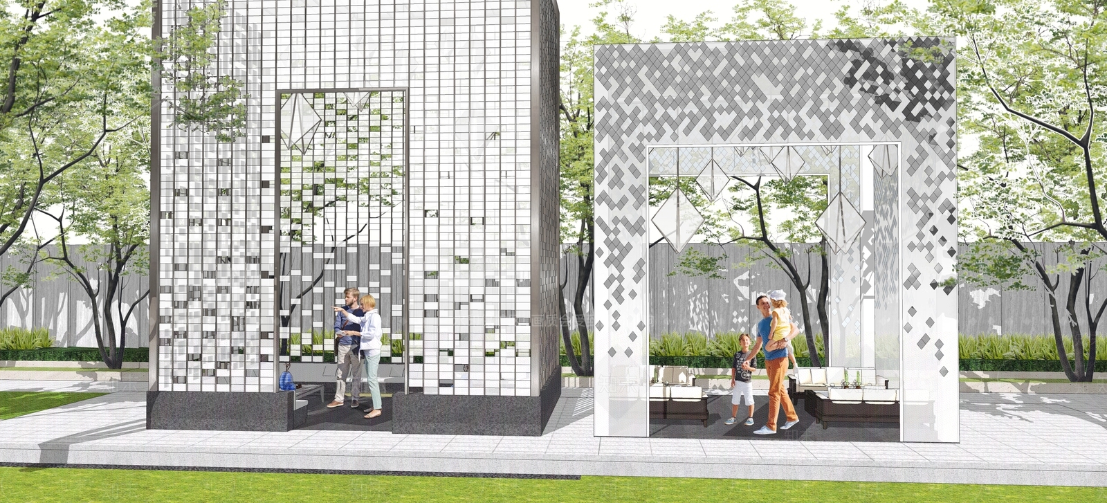 现代风格景观亭子SU模型下载【ID:477980869】