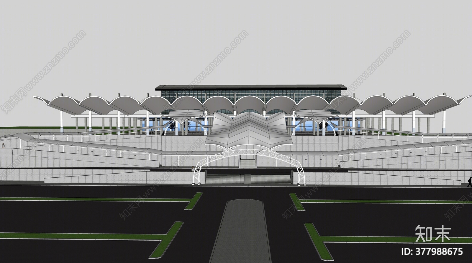 现代机场车站SU模型下载【ID:377988675】