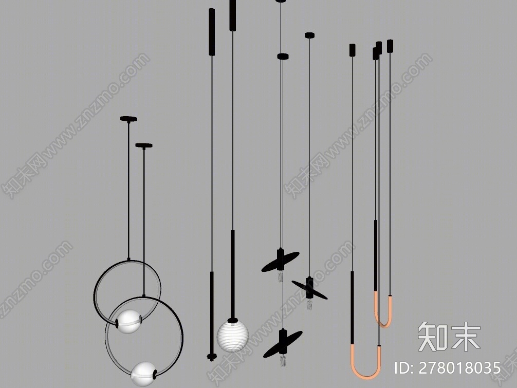 现代灯具组合SU模型下载【ID:278018035】