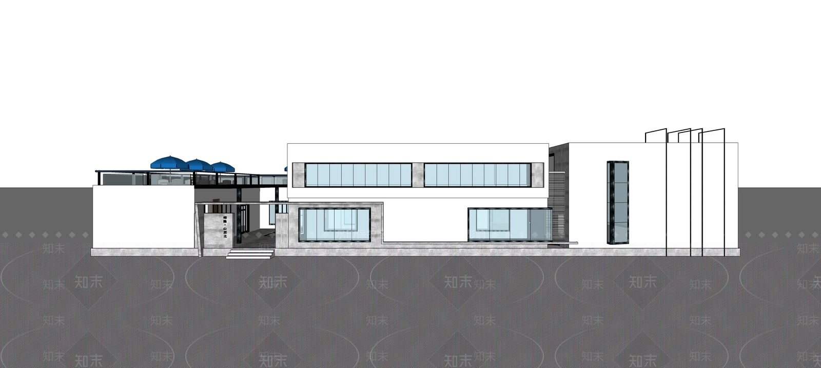 现代四合院外观SU模型下载【ID:378044262】