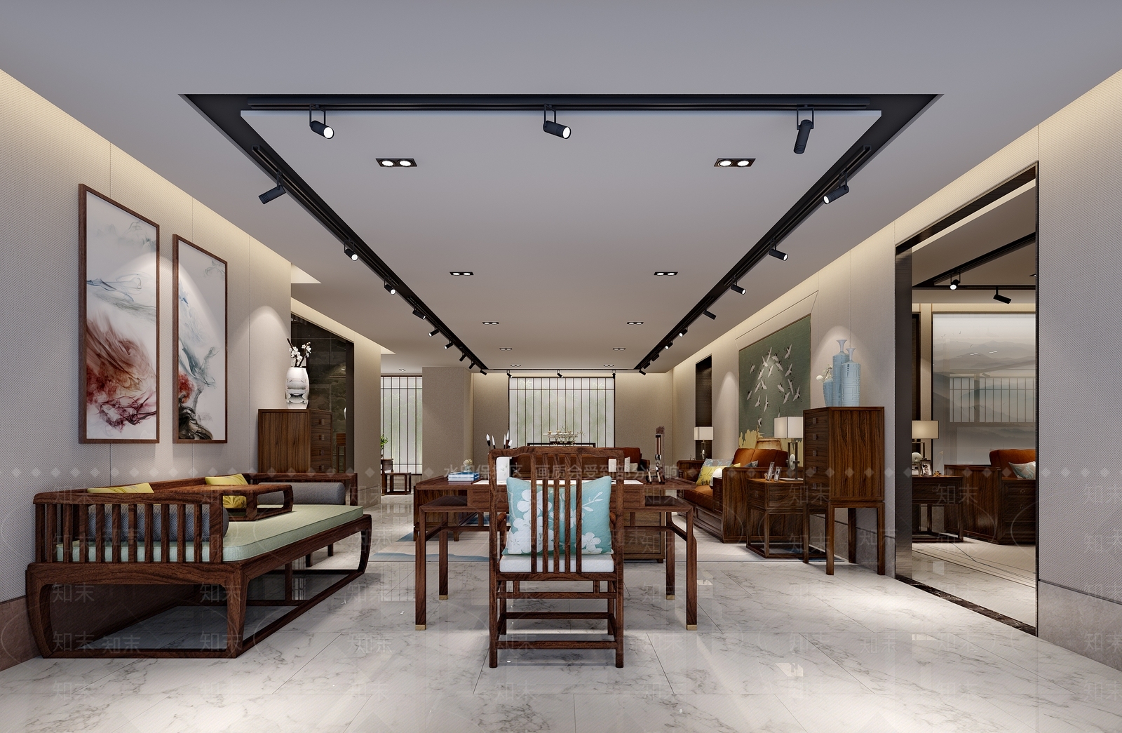 新中式家居展厅3D模型下载【ID:378051036】_知末3d模型网