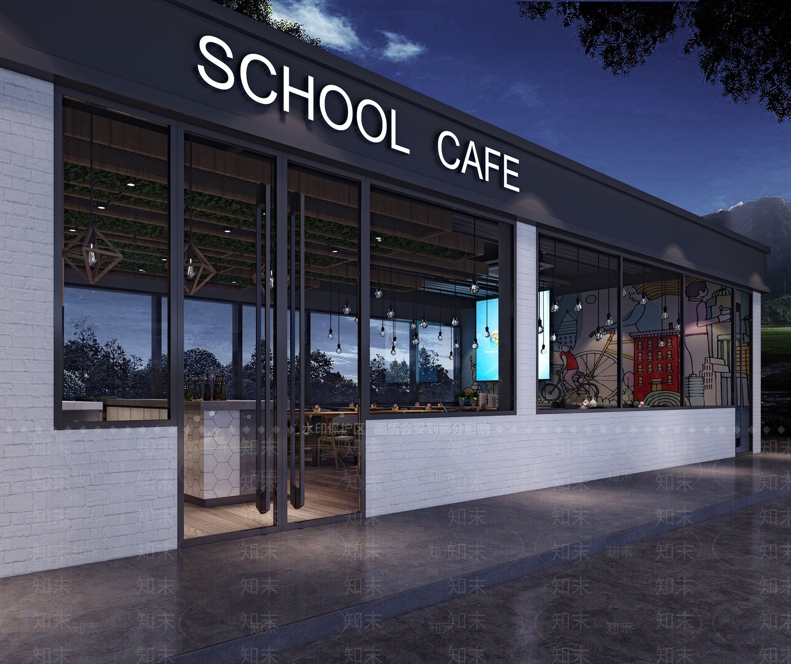 工业风西餐厅3D模型下载【ID:378062482】