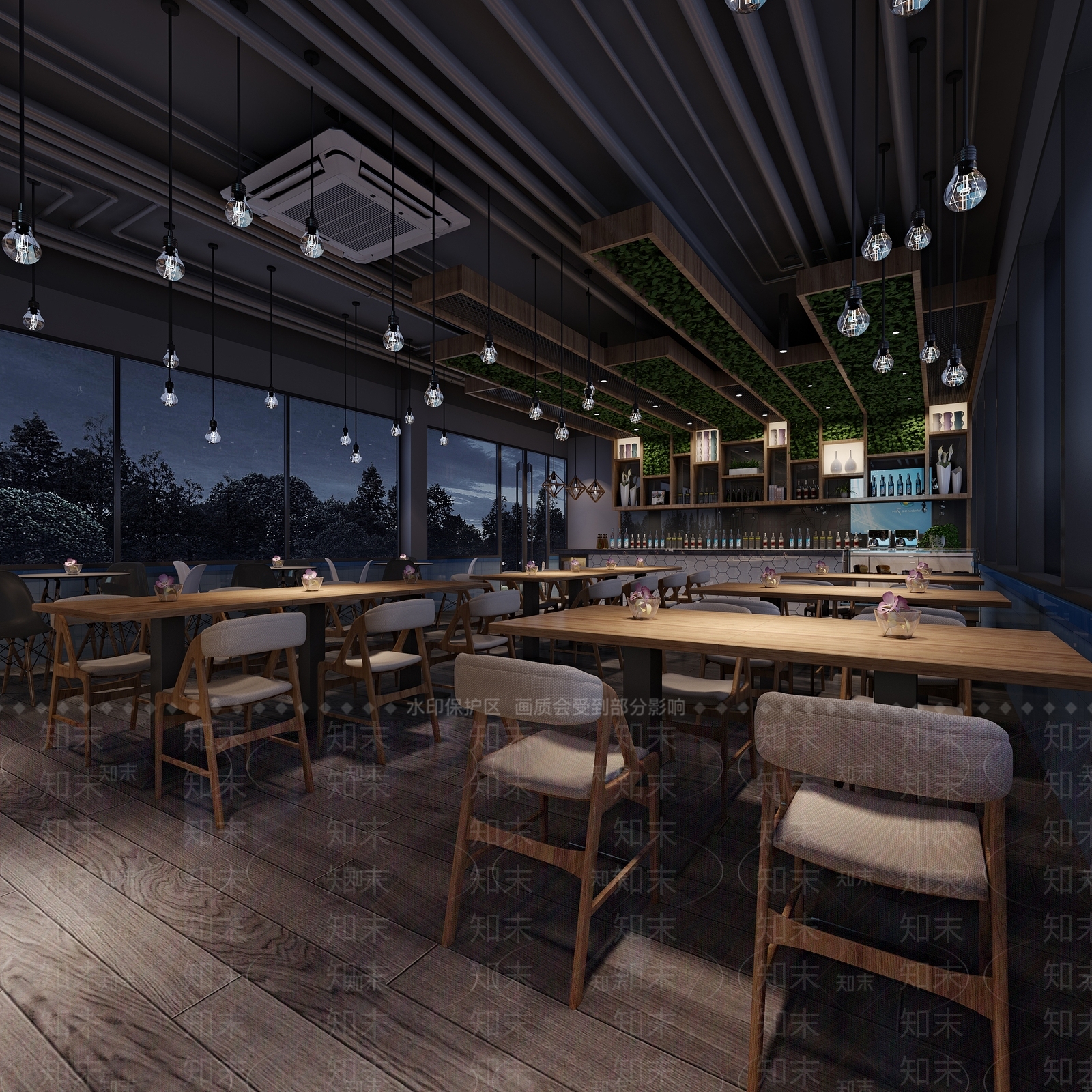 工业风西餐厅3D模型下载【ID:378062482】