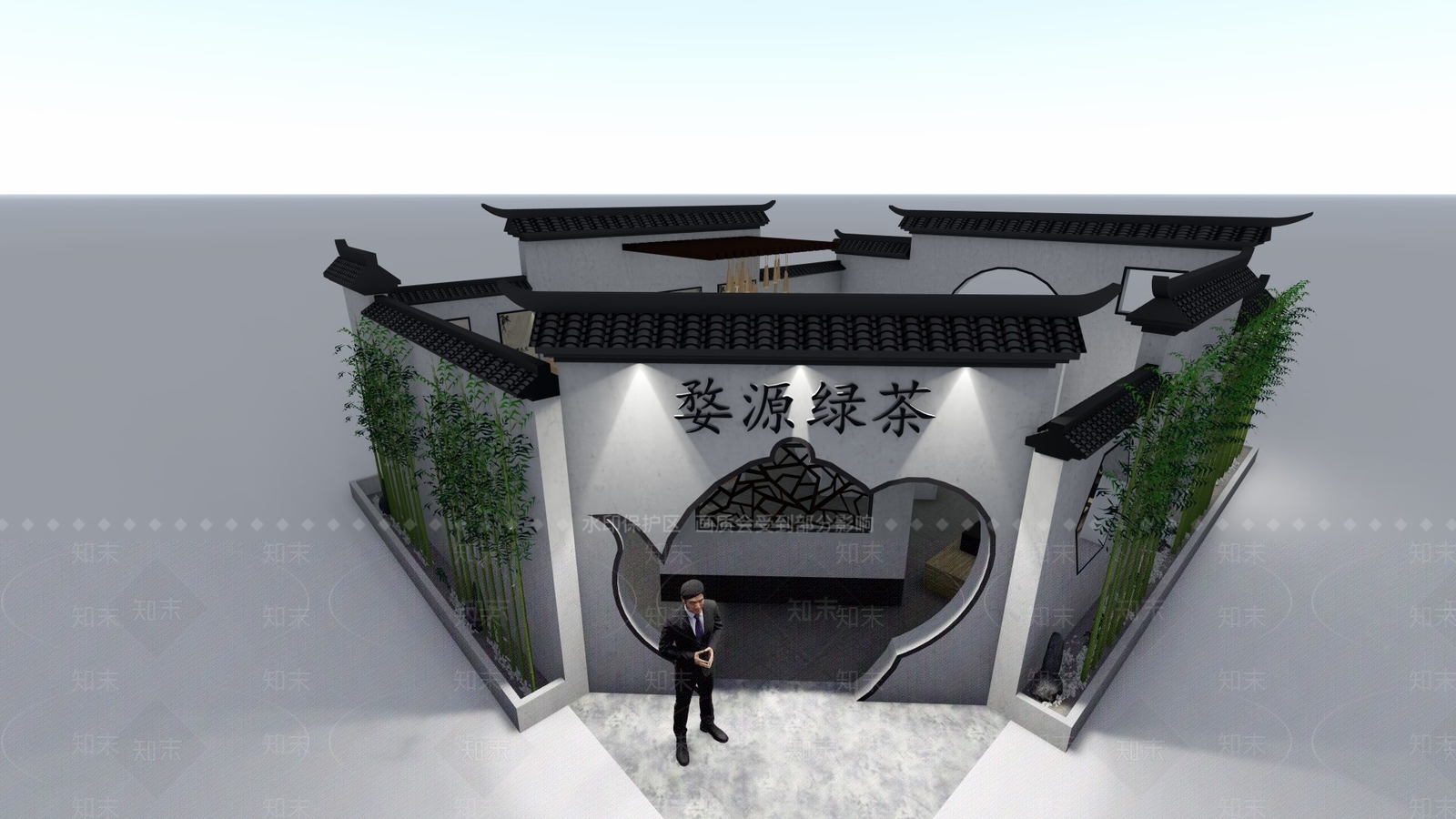 新中式茶展厅SU模型下载【ID:278068940】