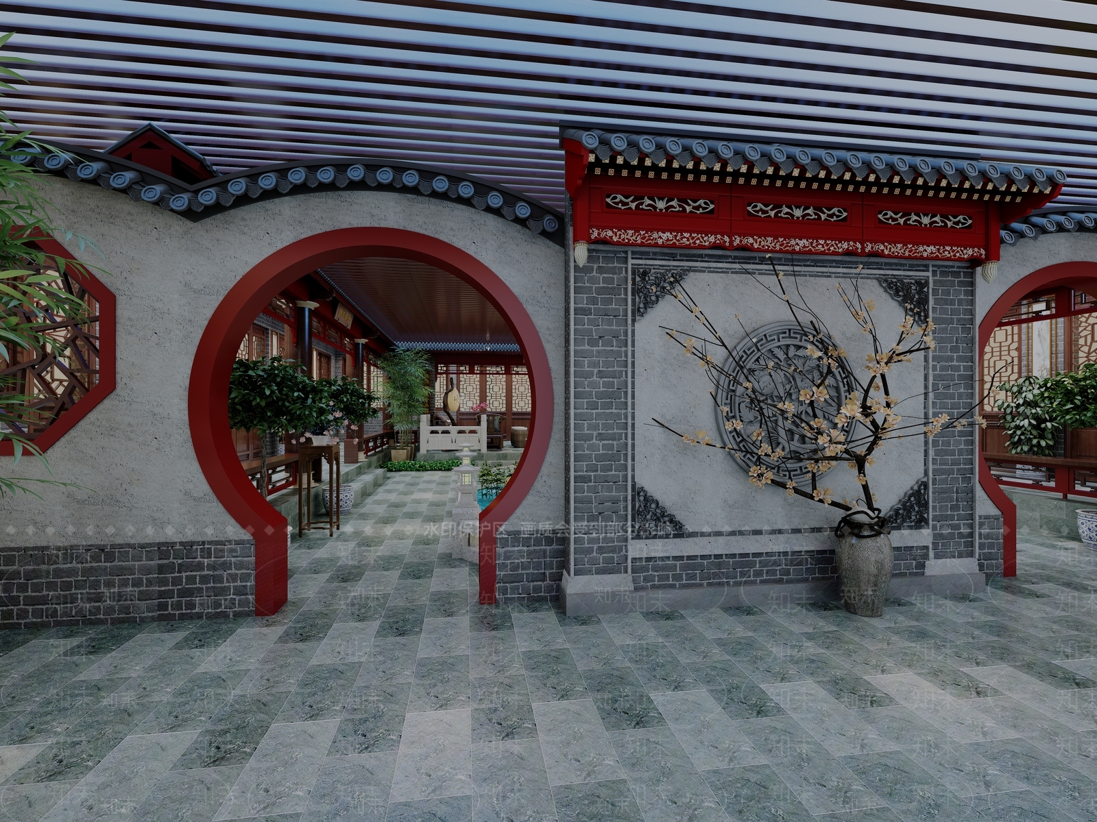 中式古建筑四合院3D模型下载【ID:678086895】