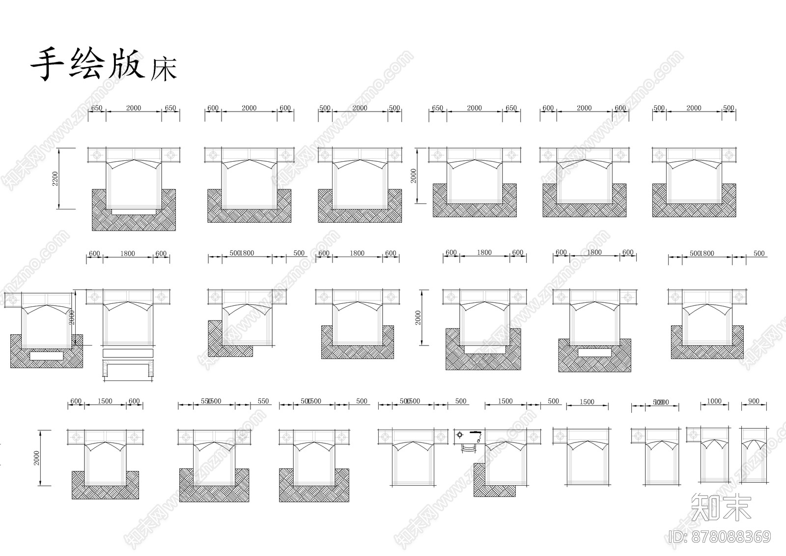 床具图库CAD施工图下载【ID:878088369】