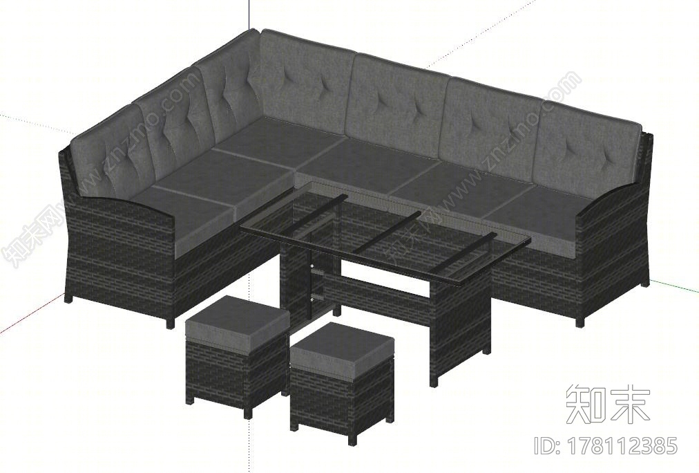 现代户外沙发SU模型下载【ID:178112385】