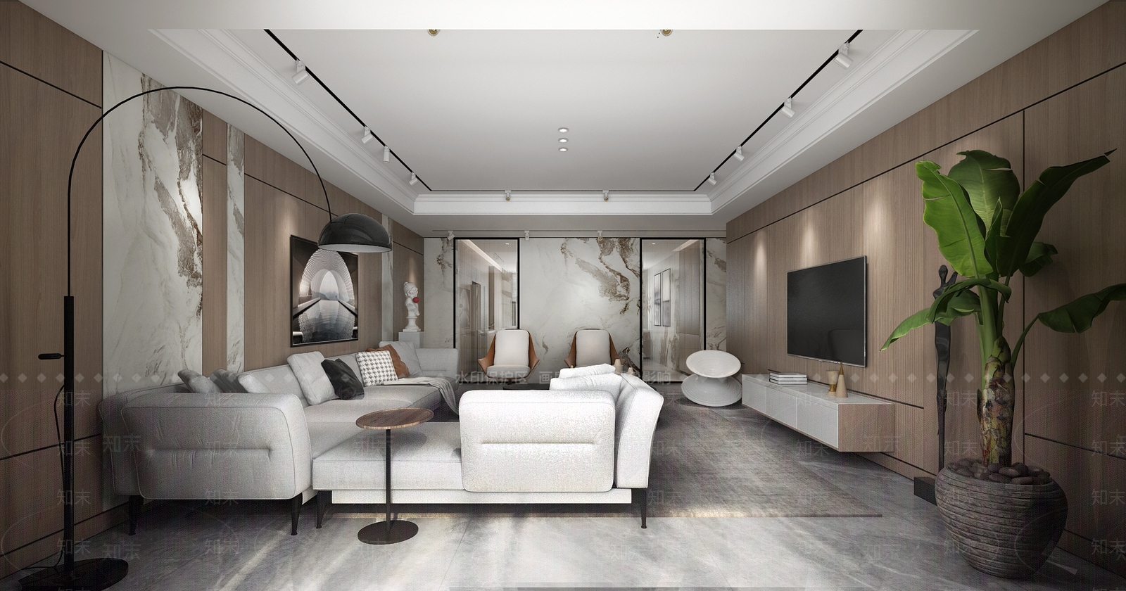 现代港式客厅3D模型下载【ID:778113749】