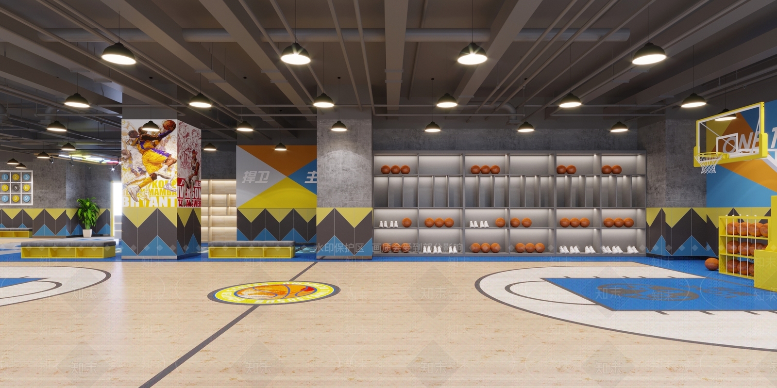 工业风篮球场3D模型下载【ID:378114475】