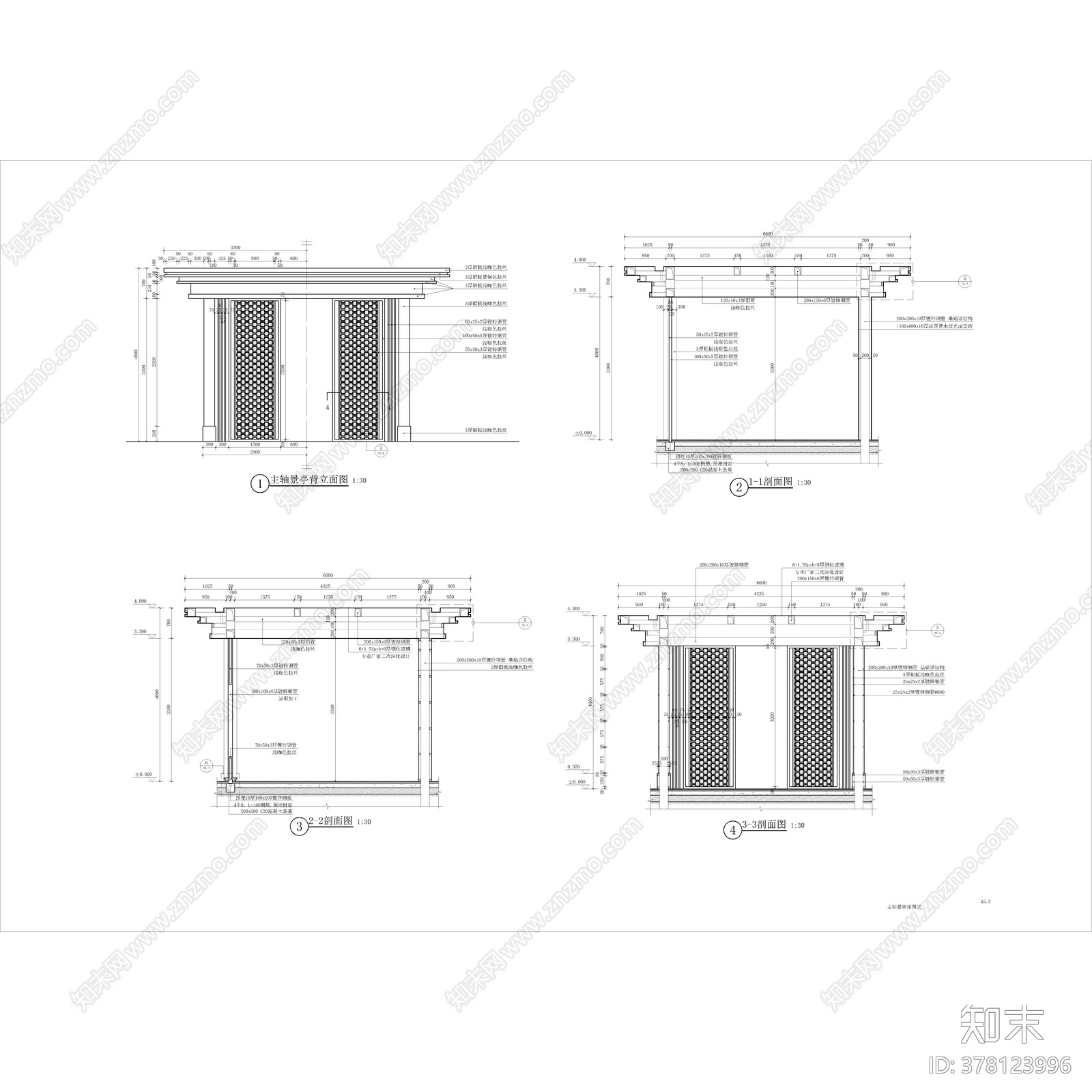 新中式公园景观cad施工图下载【ID:378123996】