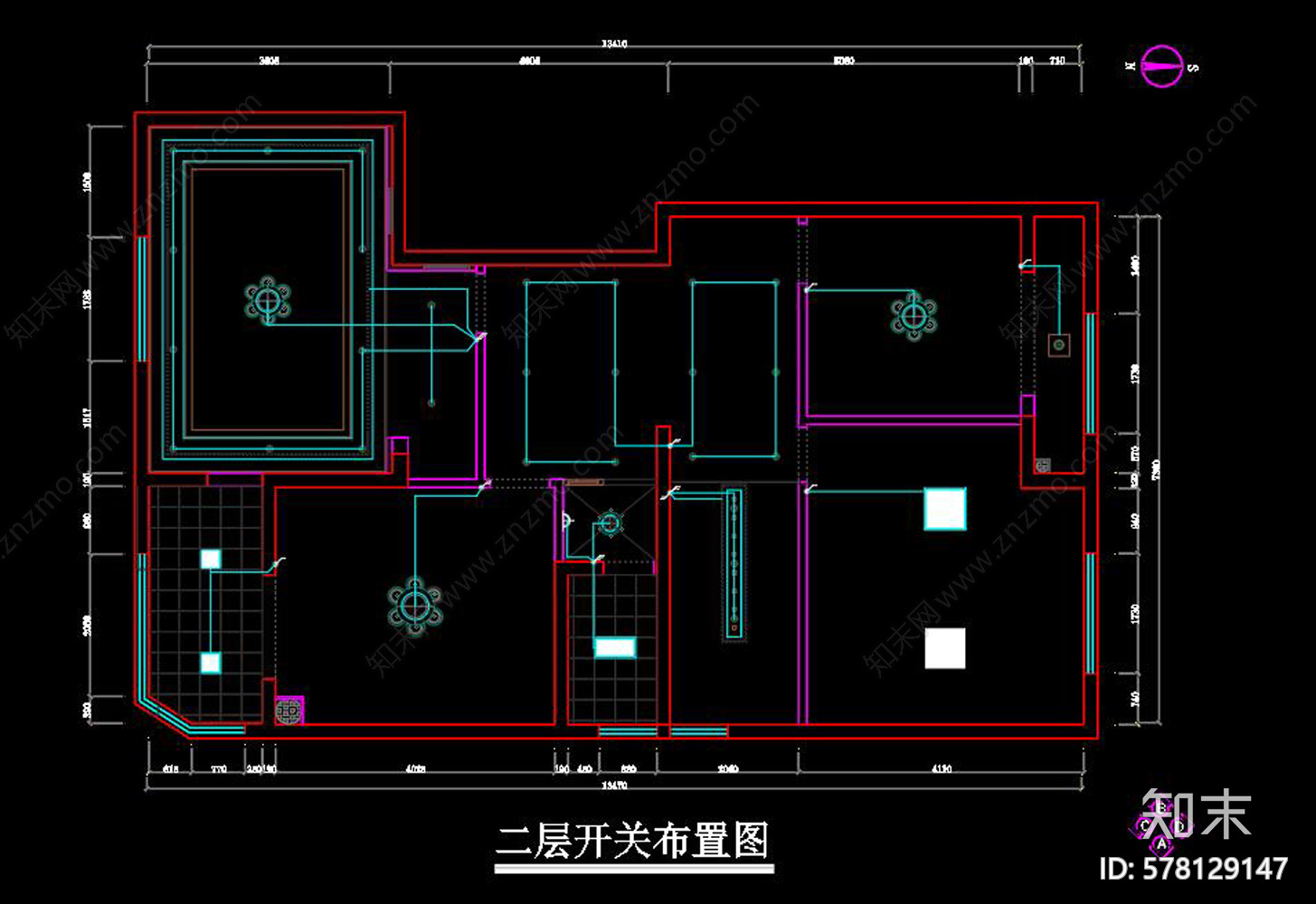 新中式茶楼cad施工图下载【ID:578129147】