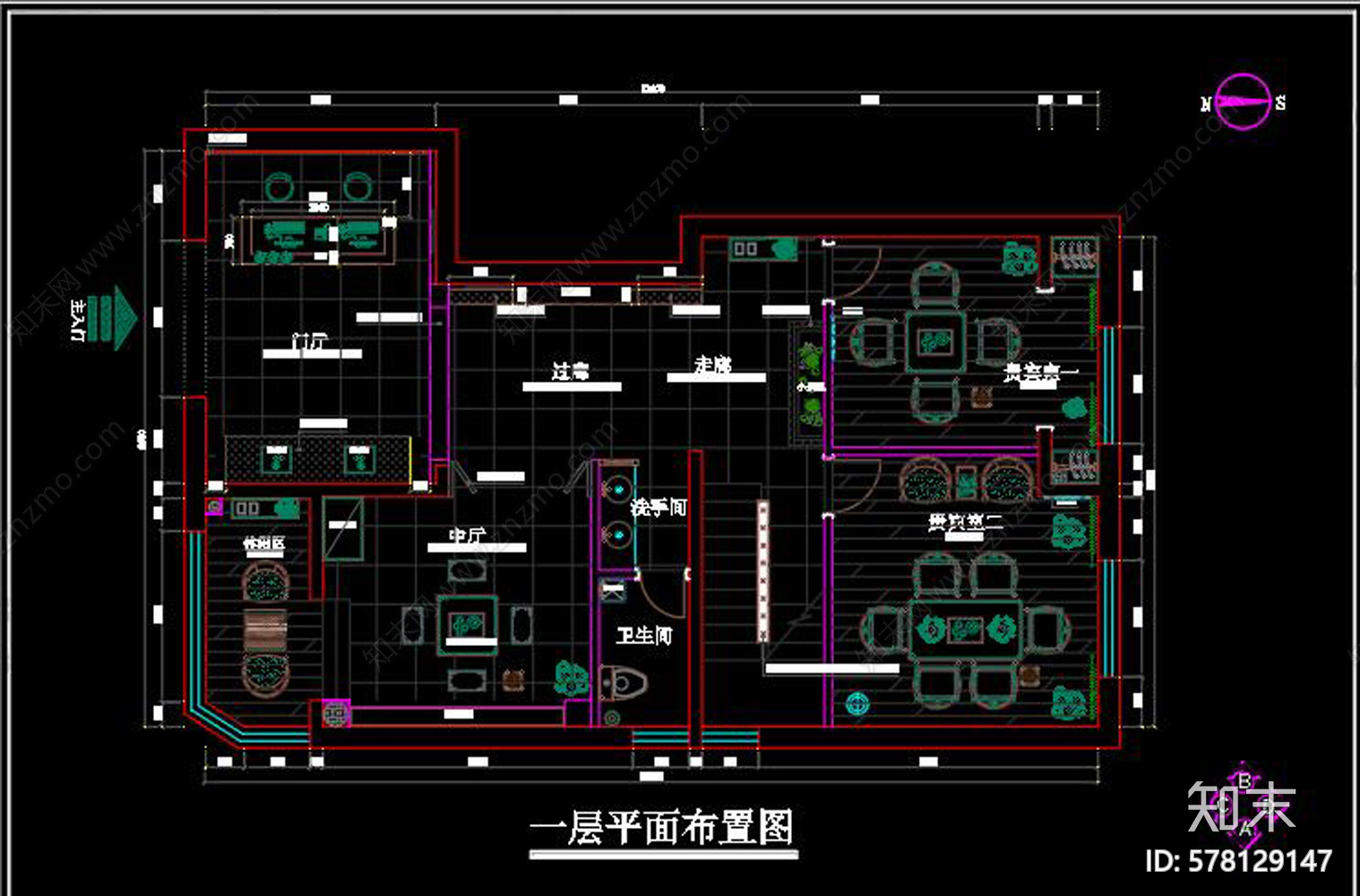 新中式茶楼cad施工图下载【ID:578129147】