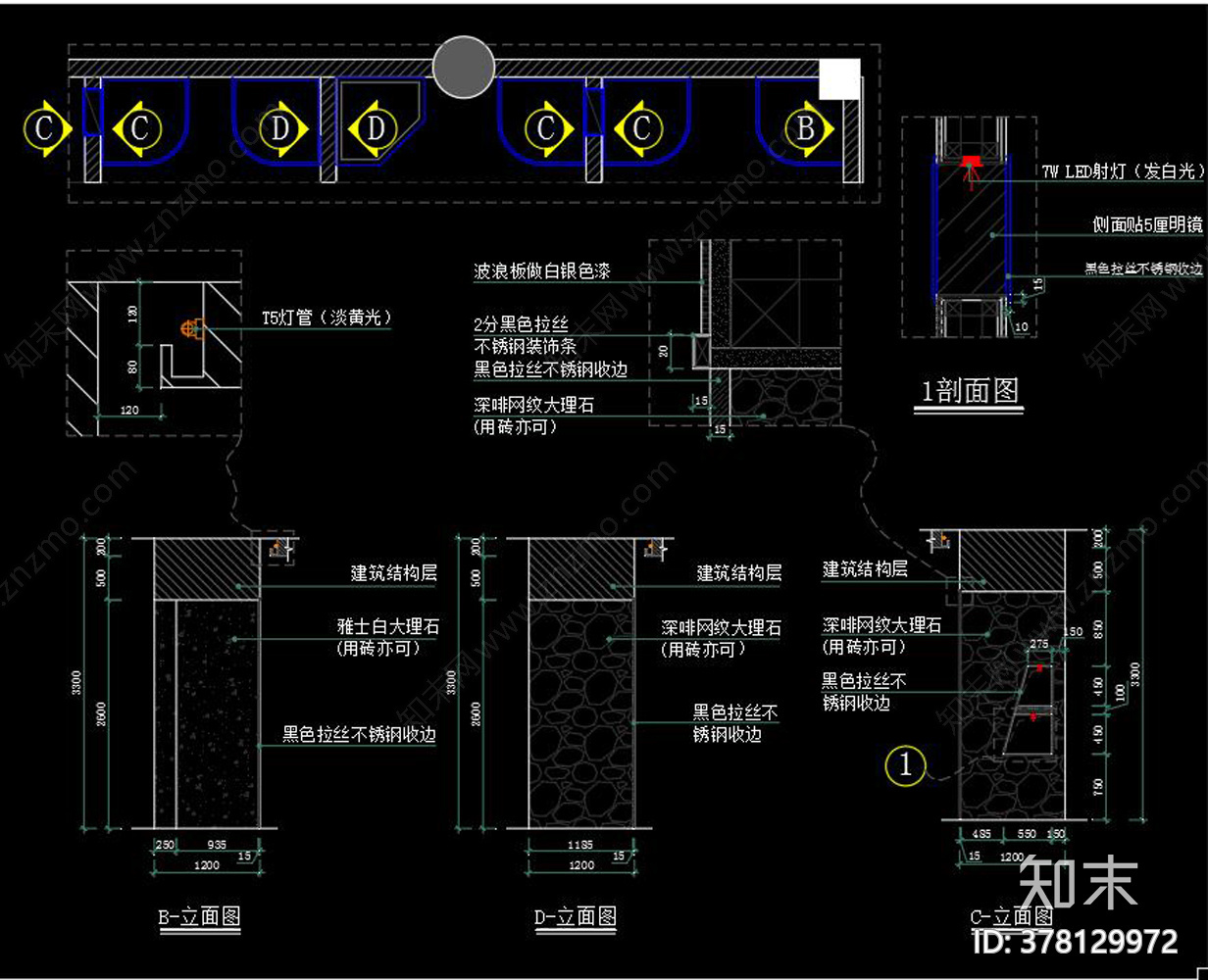 卫浴店cad施工图下载【ID:378129972】