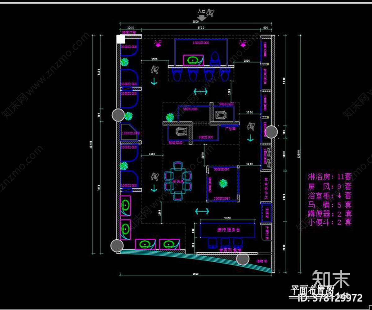 卫浴店cad施工图下载【ID:378129972】