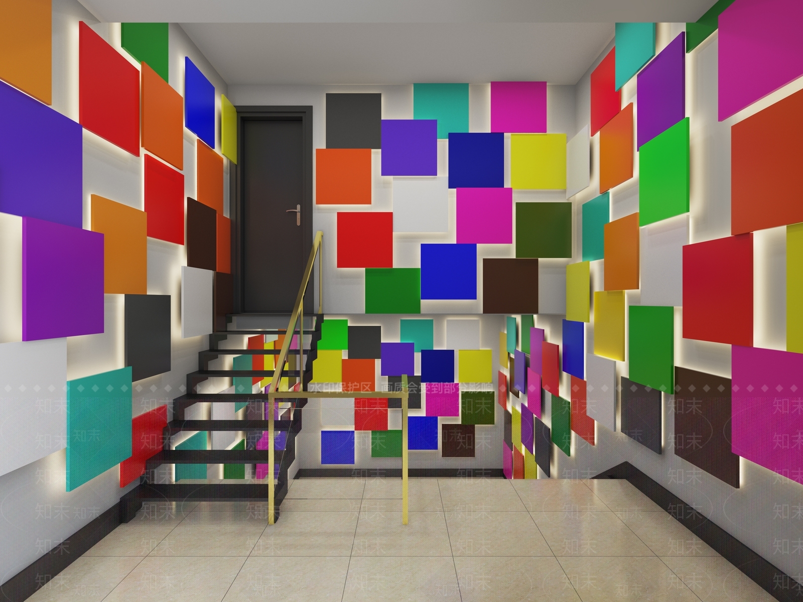 现代楼梯间3D模型下载【ID:878161689】
