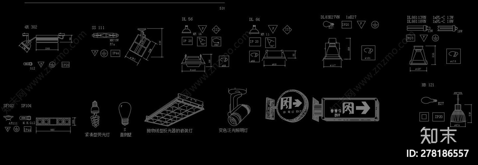 舞美灯具CAD图库cad施工图下载【ID:278186557】