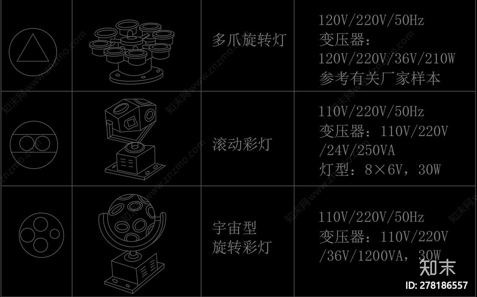 舞美灯具CAD图库cad施工图下载【ID:278186557】