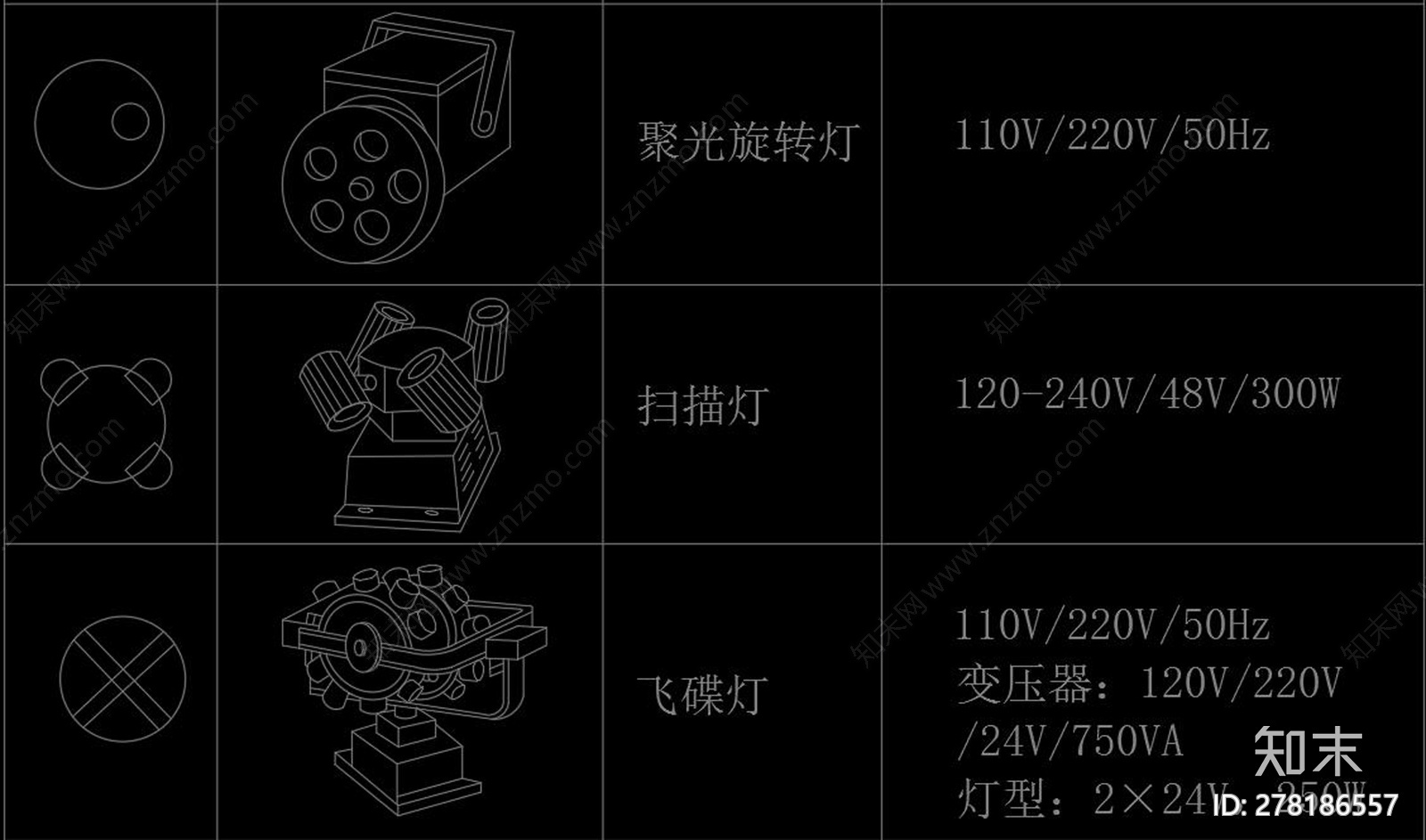 舞美灯具CAD图库cad施工图下载【ID:278186557】