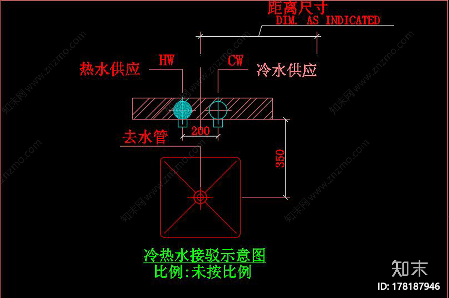 厨房排水大样cad施工图下载【ID:178187946】
