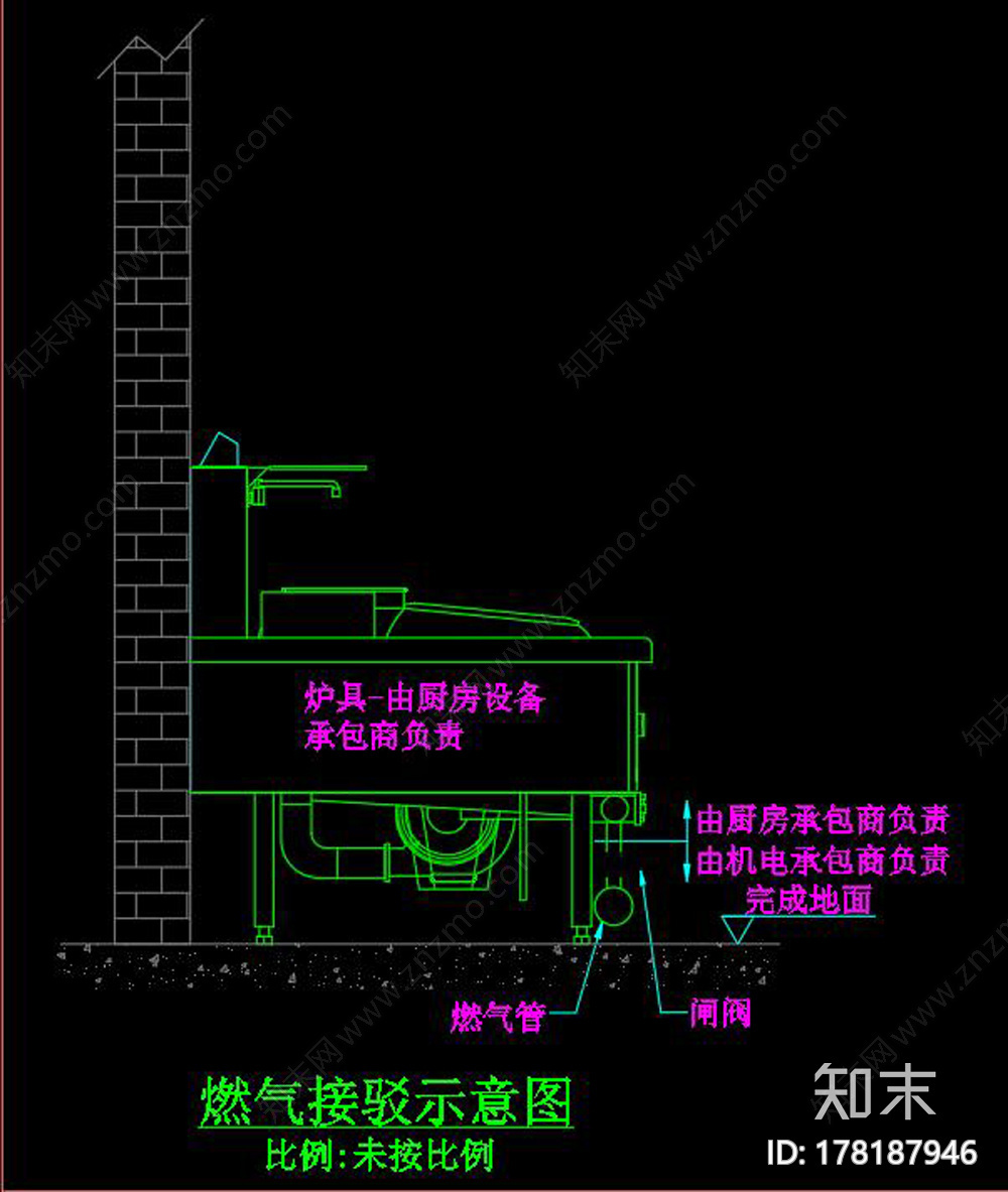 厨房排水大样cad施工图下载【ID:178187946】