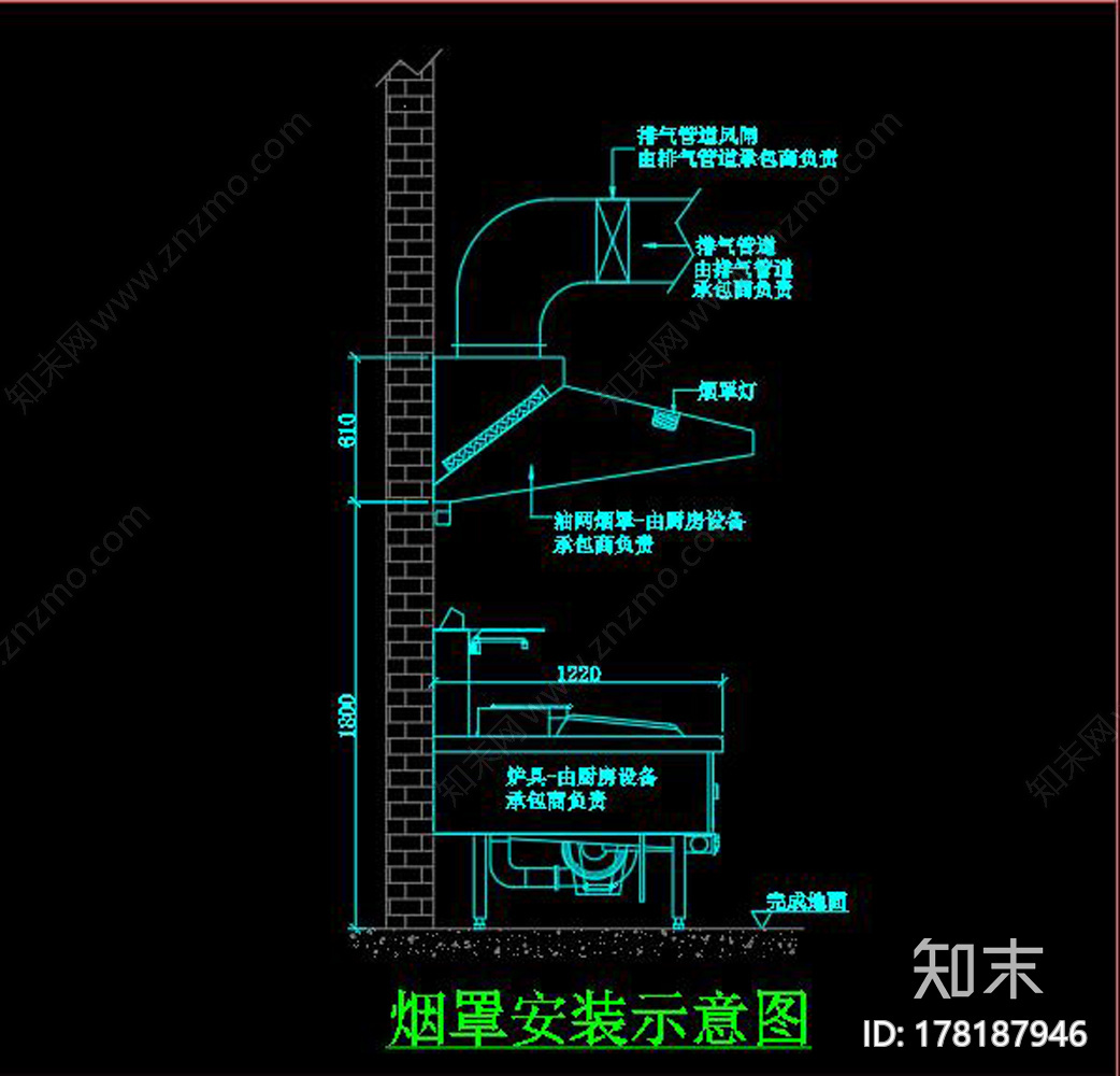 厨房排水大样cad施工图下载【ID:178187946】